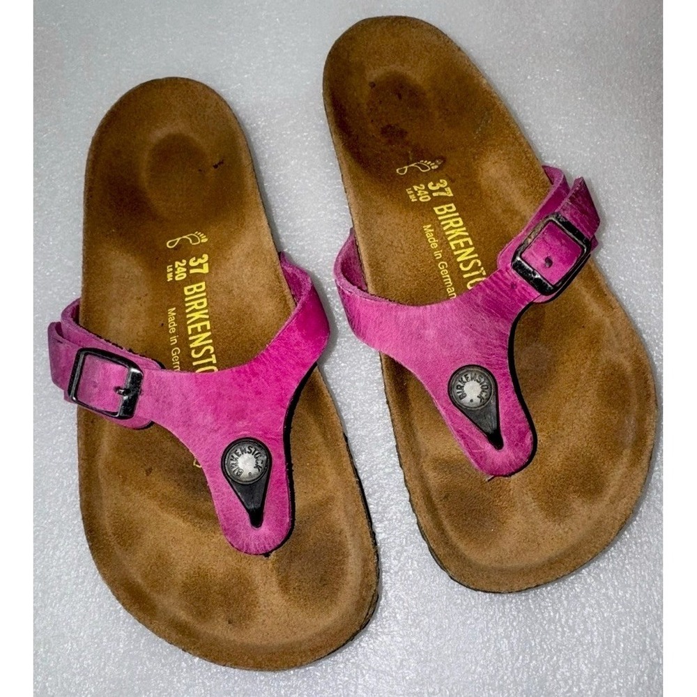 Birkenstock Women Gizeh Fuscia Pink Suede Leather Thong Sandal US 6 /6.5 (EU 37)